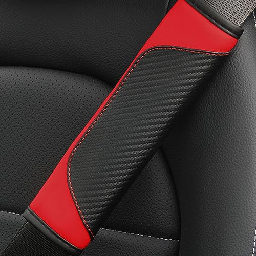 2 Stück Sicherheitsgurt-Abdeckung für Cupra Ateca/Born/Formentor/Leon/TCR/E-TCR, Gute Qualität Auto Sicherheits Gurtpolster,- Red