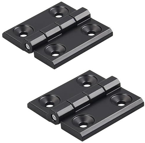 Bisagra negra de aleación de zinc, 2 unidades, 60 x 60 mm, bisagra de perfil de aluminio, juego de instalación para 2020, ranura de perfil de extrusión de aluminio, 6 mm