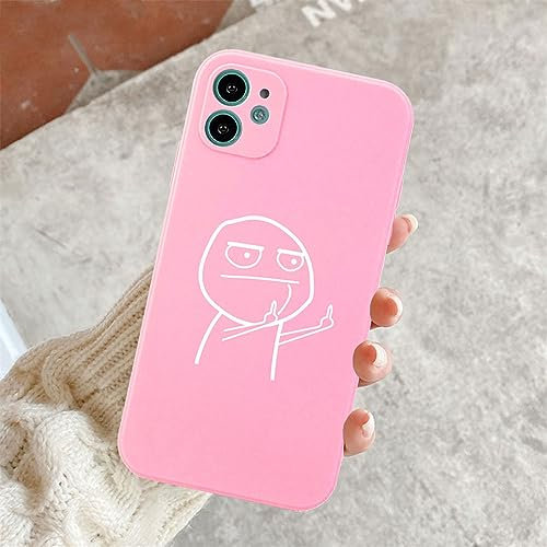 NICRX Custodia per telefono divertente per iPhone 11 12 13 14 Pro Max mini Custodie per dito medio per iPhone 7 8 Plus X XR XS Max Cover posteriore morbida, rosa T2622, per iPhone 11