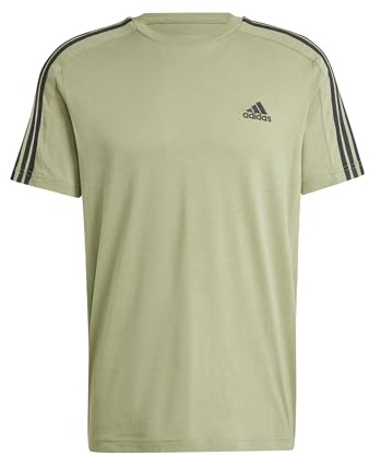 adidas Herren Essentials Single Jersey 3-Stripes Tee, Tent Green, L