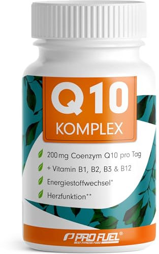 Q10 Kapseln hochdosiert 120x - Coenzym Q10 KOMPLEX mit 200mg Coenzym Q10 + Vitamin B1, B2, B3 und B12 - Energiestoffwechsel & Herzfunktion - laborgeprüft mit Zertifikat - Vorrat für 4 Monate