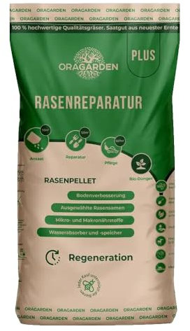 OraGarden ummantelte Rasenpellets Regenerationsrasen für Schnellkeimenden – Rasensamen für Robusten und Widerstandsfähigen Rasen Plus (10 kg)