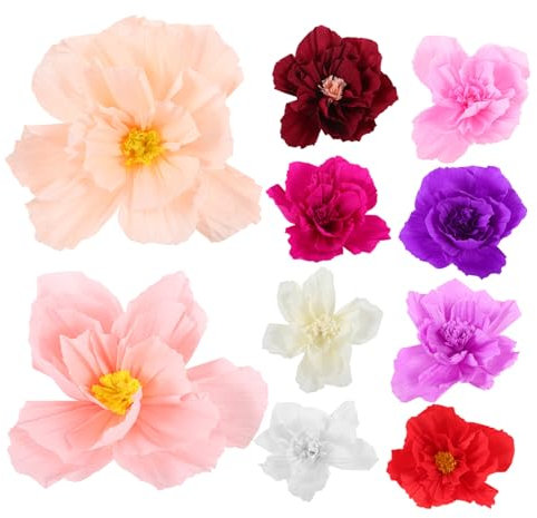 ABOOFAN 10St Blumen aus Krepppapier Hintergrund für eine Geburtstagsfeier Wanddekorationen aus Papierblumen Hochzeitsdekoration Luftballons Blumenschmuck aus Papier selber Machen künstlich