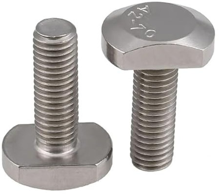 M5 M6 M8 M10 M12 304 Edelstahl T-Bolzen T-förmige Schraube Schlitzschrauben T-förmige Druckplattenschraube (Color : Silver, Size : M6x20-2pcs)