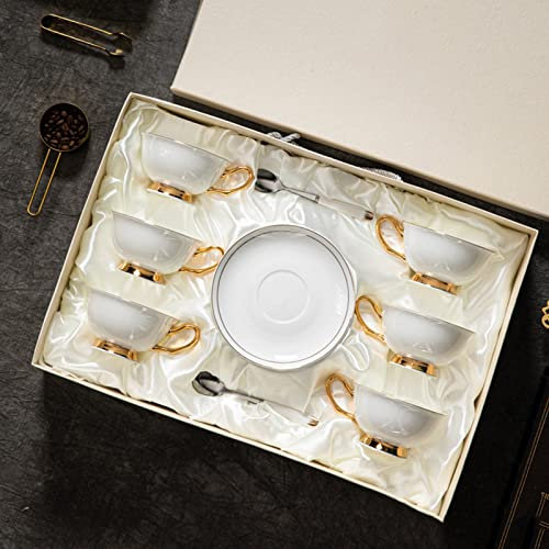 JKJZSALJ Ensemble De Tasses À Café Et Soucoupes De Style Européen, Élégant Et Simple en Porcelaine Anglaise, Service À Thé Anglais De Luxe Léger Et Moderne pour Cadeau Commercial Domestique
