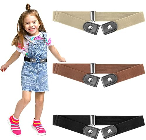 KGGZKG 3 Stück Gürtel Ohne Schnalle Elastischer Stretch Gürtel Verstellbare Schnallenfreier Unsichtbare Stretchgürtel Kindergürtel