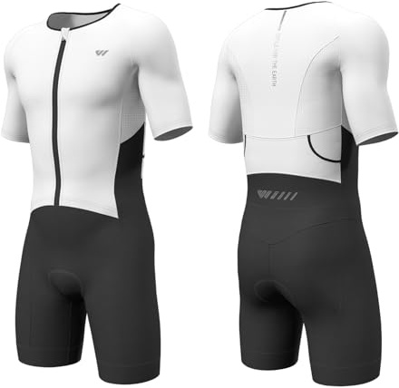 Lo.gas Mens Triathlon Suits,High Elasticity Breathable Quick-qrying Trisuit Race‌ Skinsuits Cycling Swimskin Bike Swim Run White Medium