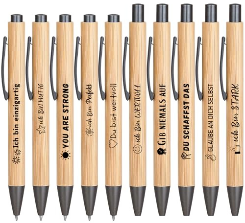 Yuecda Inspirierende Glückskugelschreiber Motivationsstifte mit Sprüchen, Holz Design für Geschenke, Prüfungen, Aufmunterung und Genesung
