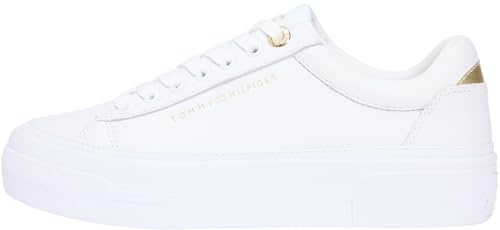 Tommy Hilfiger kvinnor TH plattform sneaker tumlad LTR FW0FW09018 låg topp, vit (vit), 40, Vitt, 40 EU