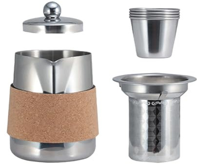 Ensemble De Thé Gong Fu – Bouilloire en Acier Inoxydable avec Passoire, Tasses Séparées & Sac De Transport | Service À Thé Portable pour Maison, Pique-Nique & Randonnée