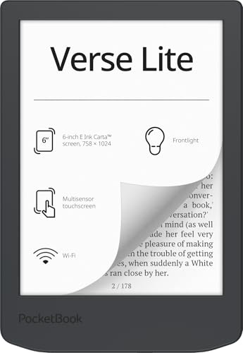 Pocketbook Verse Lite E-Reader, 6 E-Ink Touch, 8 GB, Grau, Dach-Version