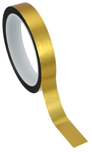 PATIKIL Cinta metalizada de película de poliéster 20mm x 50 metros, cinta decorativa metálica dorado mate autoadhesiva espejo para detalles acentos en paredes artes paredes decorativas