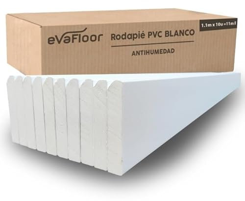 EVAFLOOR - Pack 5 Battiscopa in PVC 110cm | Zoccoletto Battiscopa Bianco Antiumidità | Battiscopa PVC Resistente & Facile da Installare