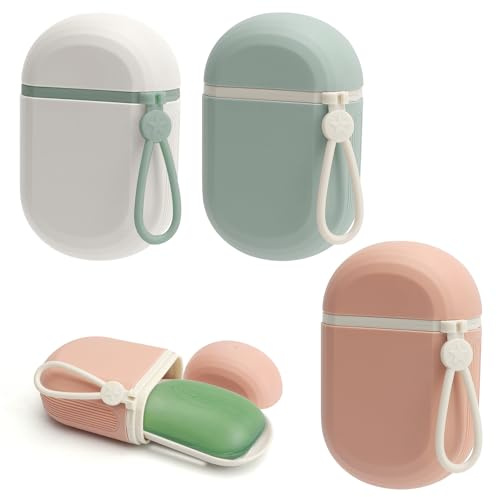 APOMOONS 3 Pièces Boite a Savon Voyage avec Égouttoir, Portable Porte Savon avec Poignée, Etanche Porte-Savons pour Voyages, Salle de Bains, Plein Air, Gymnase