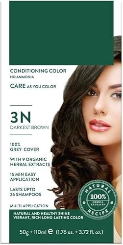 DK Conditioning Hair Color | Ammoniakfreie Haarfarbe mit 9 Bio-Kräuterextrakten | Sorgt für natürlichen & gesunden Glanz | langanhaltende Farbe | Darkest Brown 3N | 50 g + 110 ml (1 Stück)