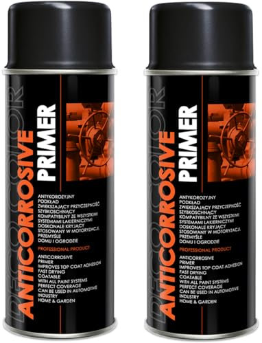 DECO COLOR 2er Sparpack Lackspray 400ml nach RAL - Farbauswahl (2 Dosen 400ml Grundierung Schwarz)
