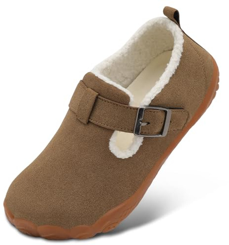 BARERUN Slippers for Women Men Wide Diabetic Shoes Adjustable Arthritis Edema House Shoes Barefoot Indoor Outdoor Slippers with Rubber Sole Brown 8 Women 6.5 Men