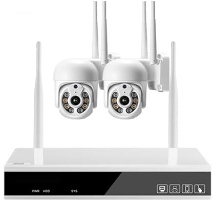 JOXLOVER di Telecamere di Sicurezza PTZ da 3 MP 8CH 2304 * 1296 Kit NVR Poe CCTV Set di Telecamere IP di Videosorveglianza in Metallo Bianco H.265X for Esterni per Esterni(None,8CH NVR And 2Cameras)