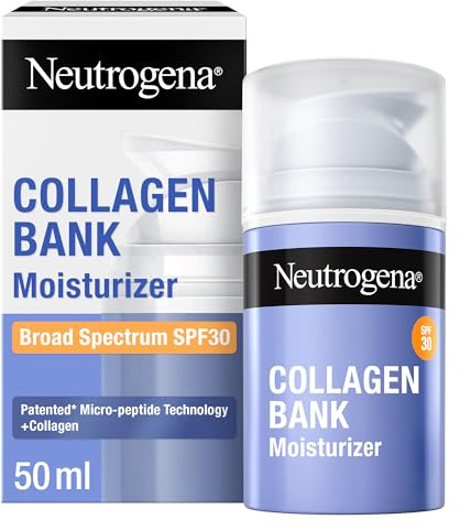 Neutrogena Collagen Bank Crema hidratante facial SPF30 (1 x 50 ml), crema solar anti-edad que preserva el colágeno, para una piel más tersa, apta para rostro y cuello