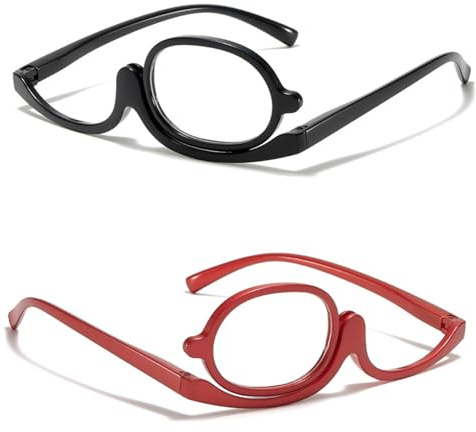2-Piece Magnifying Makeup Glasses with Flip-Up Lenses for Precision Application, Ideal for Eyeliner and Eyeshadow