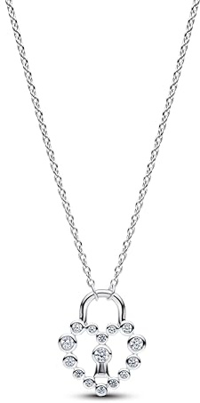 PANDORA Moments 394416C01-50 - Collana con ciondolo a forma di cuore, in argento sterling con zirconi, 50 cm