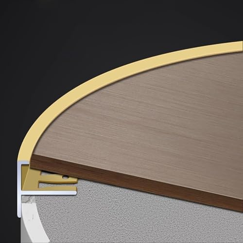 Biegbares Aluminium Treppenkantenprofil F-Profil 270cm–Antirutsch Stufenkantenschutz, Kantenabschlussleiste für Treppe/Podest, Abschlussprofil für Wandpaneel & Bodenübergang(Gold,Hoch-8mm)
