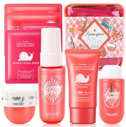 ZKONLY Coffret Cadeau Beauté Femme-Set Voyage 8 Soins Visage & Corps | Brume parfumée/gel douche/ crème corp/SPF50/masques visage/lèvres,Hydratation quotidienne,Cadeau idéal pour Anniversaire,Noël