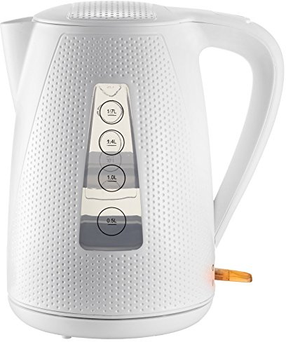 UNOLD 18550 Wasserkocher Golf - Kettle, Weiß, 1,7 Liter, 2.150 W, 360° drehbarer Sockel, Trockengehschutz und Abschaltautomatik, Sicherheitsverriegelung, entnehmbarer Kalkfilter