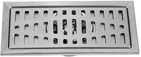 Ftvogue Rettangolo Acciaio Inossidabile Anti-Odore Scarico a Pavimento 20x10cm - Bagno Doccia Piastrina Piano Griglia Anti-intasamento Con Rivestimento