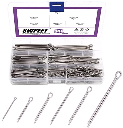 Swpeet 340 st 304 rostfritt stål klippstift klämma nyckel fästanordning sortiment kit perfekt för bilmekanik liten motorreparation