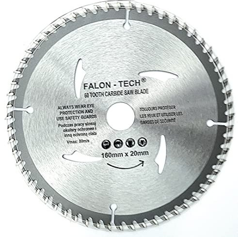 Falon Tech - Lama per sega circolare di alta qualità, 160 mm, per legno, 160 x 20-16 mm, 60 denti