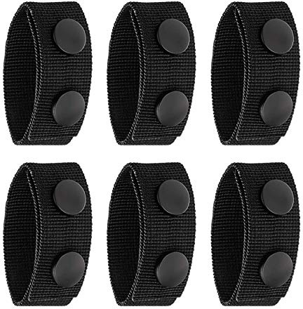 EMSea Taktisches Gürtelhalter-Set aus Nylon, mit doppelten Druckknöpfen, langlebig, rostfrei, maschinenwaschbar, für 5,7 - 5,7 cm Gürtel, Schwarz, 6 Stück