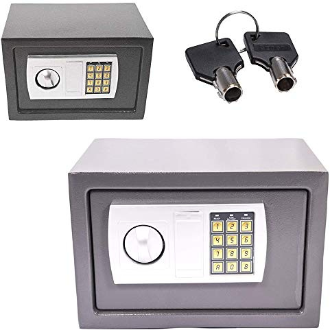 Elektronischer Tresor Safe, Elektronische Sicher mit Zahlenschloss Feuerfest Möbeltresor Hotelsafes Wandtresor Schranktresor Geldsafe Doppelbolzenverriegelung (Grau, 31x20x20cm)