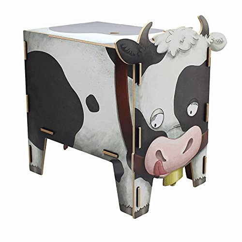 Werkhaus VB 9312 Hocker Kuh Schwarz-Weiß ca. 43 x 46 x 28,5 cm Sitzhocker Holzhocker Spielzeugtruhe