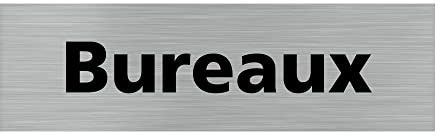 Signalétique.biz France - Plaque de porte BUREAUX (Q0138) - 170 X 50 mm - Adhésif aspect aluminium brossé
