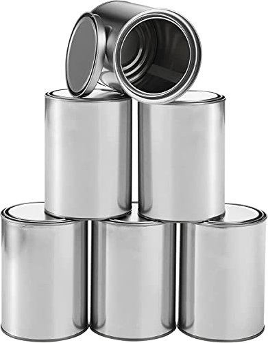 WUWEOT 6 Pack 1 Litre Metal Paint Cans with Lids, Empty Unlined Paint Buckets, Multipurpose Storage Paint Pails Containers for Arts and Crafts, DIY Projects, Painting, Garage Organization