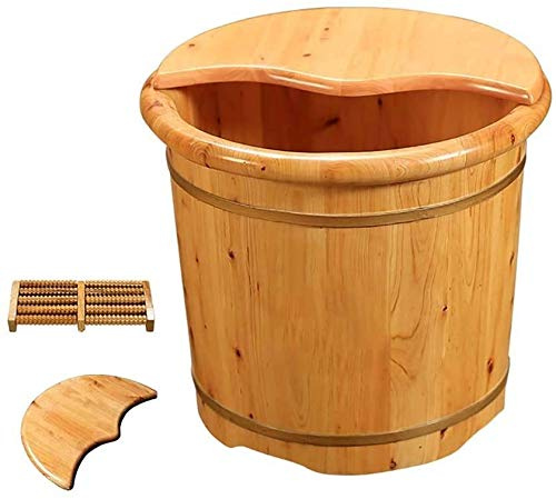 Foot Tub Wooden Foot Basin Household Gift Foot Tub, Foot Basin Tub Bucket, Massage, Spa, Sauna, Soak,Foot Bath Wooden Bucket Foot Spa Household Wash Basin Household Items Decoration (Color : 36cm) foo