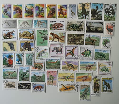 50 sellos de dinosaurios y animales prehistóricos diferentes (sellos para coleccionistas)