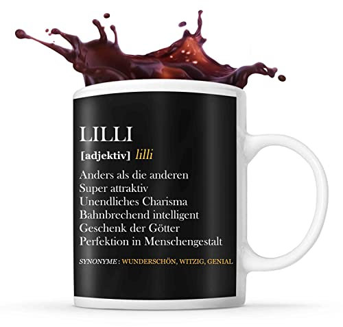Tasse Lilli | Definition Vorname | Tasse mit Spruch lustig Fun Tasse Geschenkideen fürs Büro zum Geburtstag Jubiläum Kaffeetasse Bürotasse