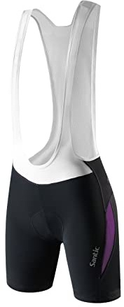 Santic Fahrradhose Damen Lang mit Träger Fahrrad Trägerhose Gepolstert Radhose Lang mit Träger mit Taschen