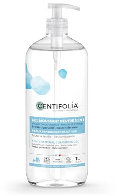 CENTIFOLIA | Gel Moussant Neutre | Nettoie en Douceur | Peaux Sensibles & Réactives | Dès la Naissance | Visage, Corps & Cheveux | 98% Naturel | Bio & Vegan | Fabrique en France | 1L
