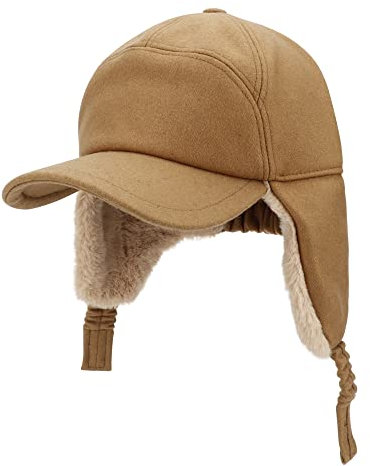 PivotWing Herren Winter Fliegermütze, Wolle Trappermütze Winddicht Wintermütze mit Ohrenklappen Warm Unisex Kunstfellmütze für Skifahren Schlittschuhlaufen Outdoor Aktivitäten Khaki