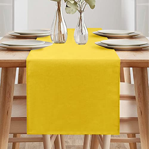 Modern Frühling Tischläufer - Abwaschbar, Leinenoptik, Wasserabweisend für Esszimmer, Party & Urlaub Dekoration (Gelb, 40 x 140 cm)