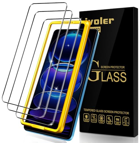 ivoler 3 Piezas Protector de Pantalla para Xiaomi Redmi Note 12 Pro 5G / Redmi Note 12 Pro Plus 5G / Poco X5 Pro, con Marco de Instalación Fácil, Cristal Vidrio Templado Anti-Arañazos, Sin Burbujas