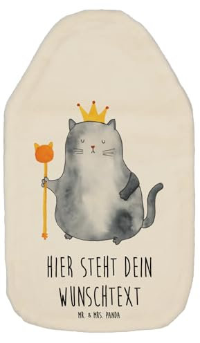 Mr. & Mrs. Panda Personalisierte Wärmflasche Katze König - Weiß
