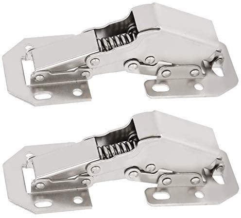Bisagras de Gabinete de 2 Uds, Bisagra de Puerta de Cierre Suave en Forma de Puente sin Agujero de Perforación Herrajes para Muebles de Puerta de Armario con Tornillos