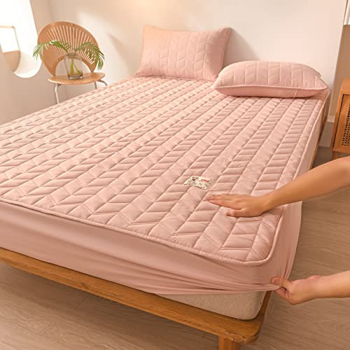 JIANINGHOME dick gestepptes Spannbettlaken 100x200,Weiches Spannbetttuch, Extra Tief, FüR Einzel, Doppel, Kingsize Und Super-Kingsize-Betten, Waschbarer Matratzenschutz