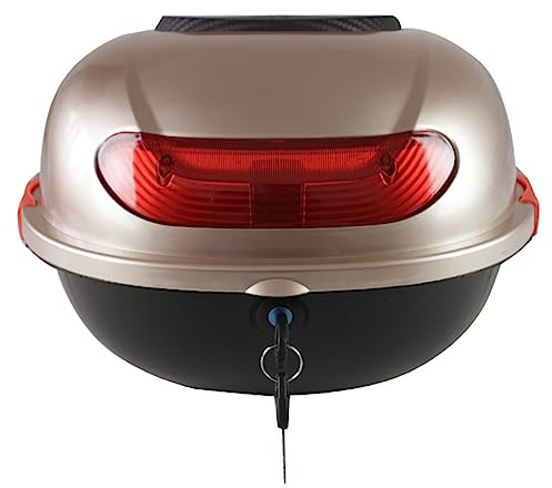 JUNNIU Caja Superior Trasera de la Motocicleta Caja Superior del Maletero de la Cola Caja Impermeable del Maletero del Equipaje del Scooter para el Equipaje del Casco de la Tienda, con 2 Llaves, Tira