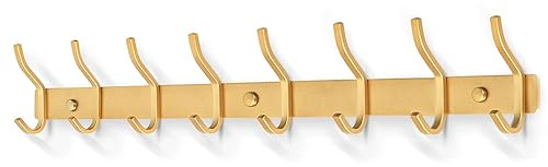 MEIJO Garderobenhaken Edelstahl, Hakenleiste Kleiderhaken Wand mit 8 Haken, Garderobe Garderobenleiste Wandgarderobe für Schlafzimmer Bad Küche (8 Haken, Golden)