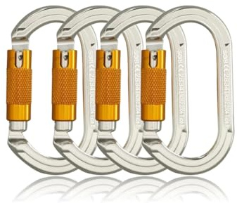 SOB Karabiner Kletterkarabiner Karabinerhaken aus Aluminium Schlüsselanhänger Karabinerhaken für hohe Beanspruchung mit Schraubsicherung zum Klettern, Abseilen, Hängematten